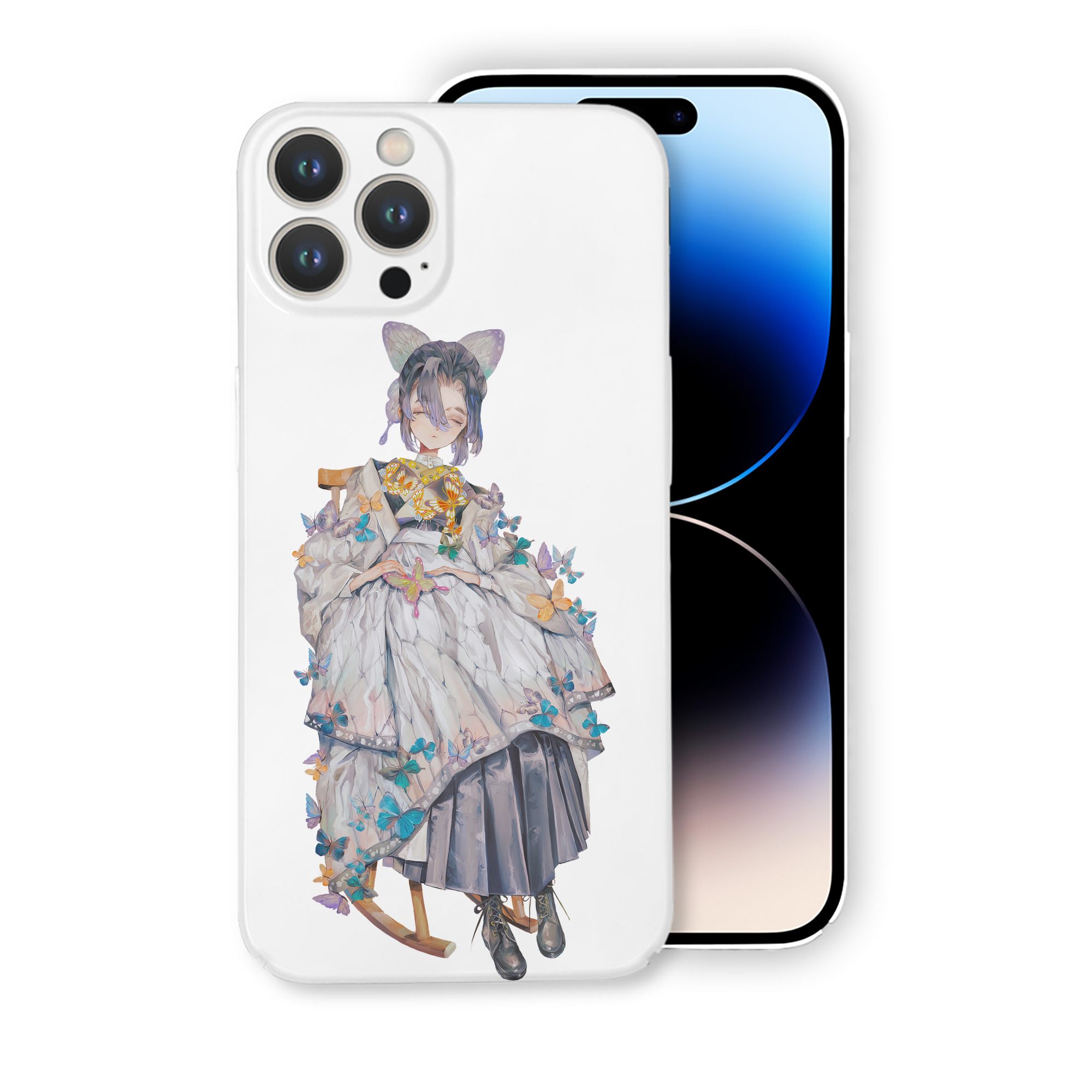 （画像用） 鬼滅の刃（きめつのやいば）蟲柱-胡蝶 しのぶ／こちょう しのぶ Kochou Shinobu 【iPhone 14シリーズ対応】ハードケース